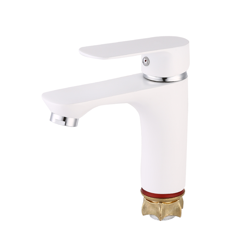 Lakuer putih dengan kaki dan paip satu lubang kecil buah rata Lakuer putih dengan kaki dan paip satu lubang kecil buah rata